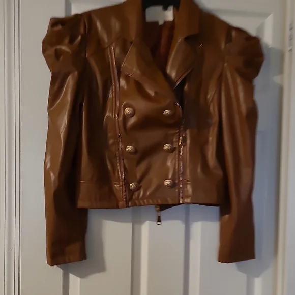 Brown Double-Breasted Women's Jacket - Picture 2 of 6